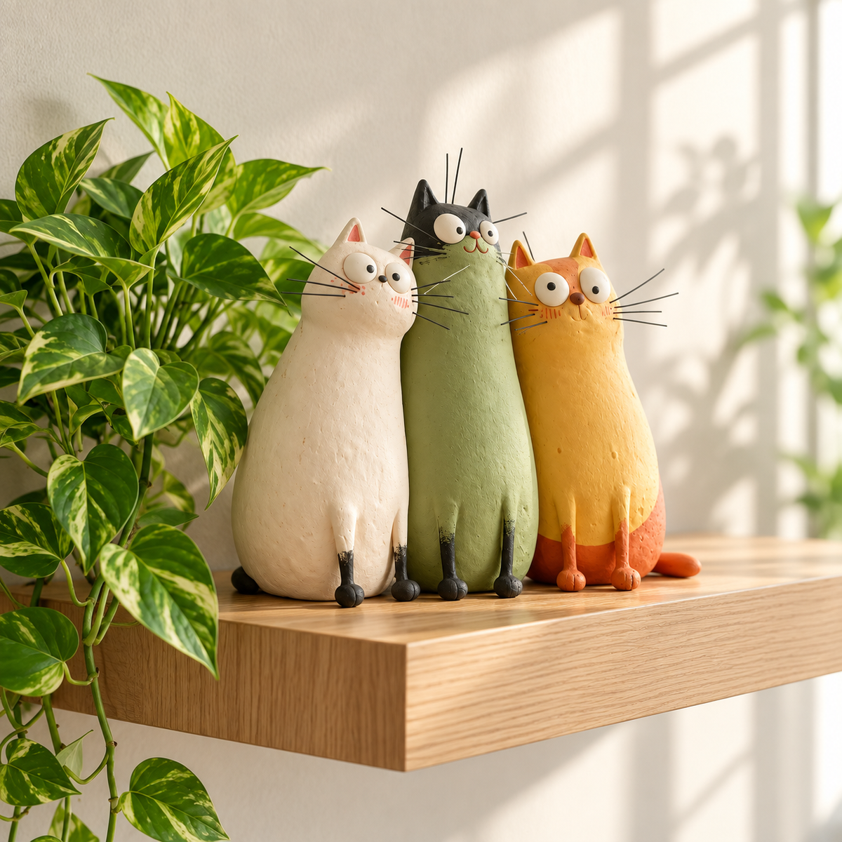 Whimsical Cat Figurine Set