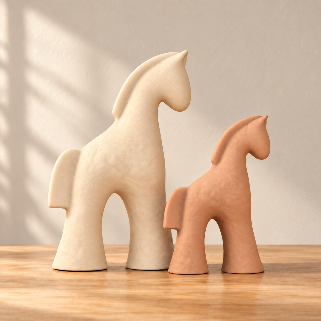 Minimalist Abstract Horse Figurine Set