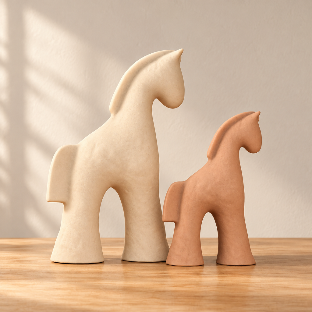 Minimalist Abstract Horse Figurine Set