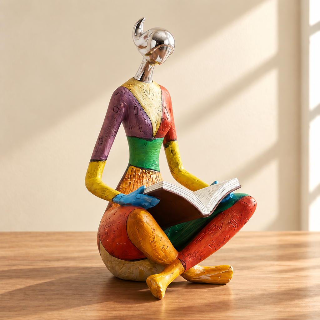 Colorful Abstract Reading Figurine