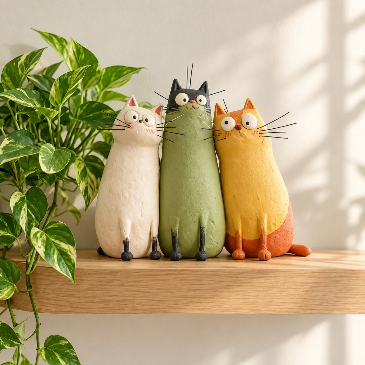Whimsical Cat Figurine Set