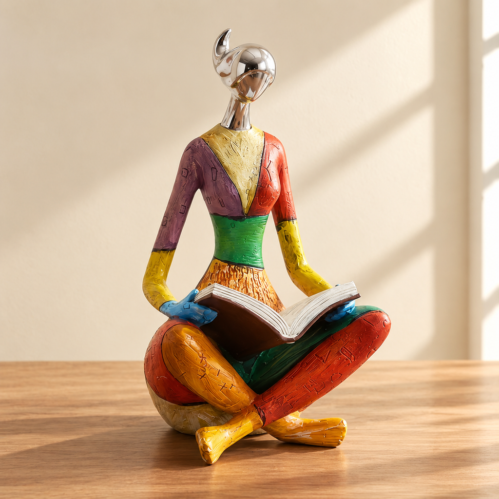 Colorful Abstract Reading Figurine