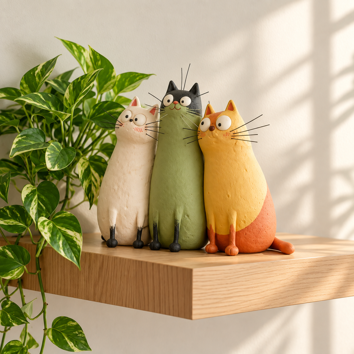 Whimsical Cat Figurine Set